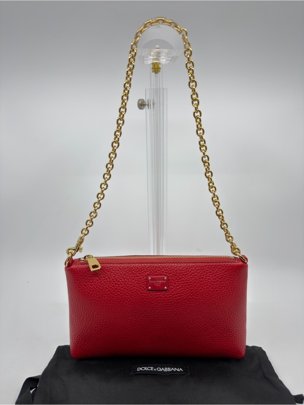 Dolce & Gabbana Dauphine Leather Chain Clutch/Pouch
